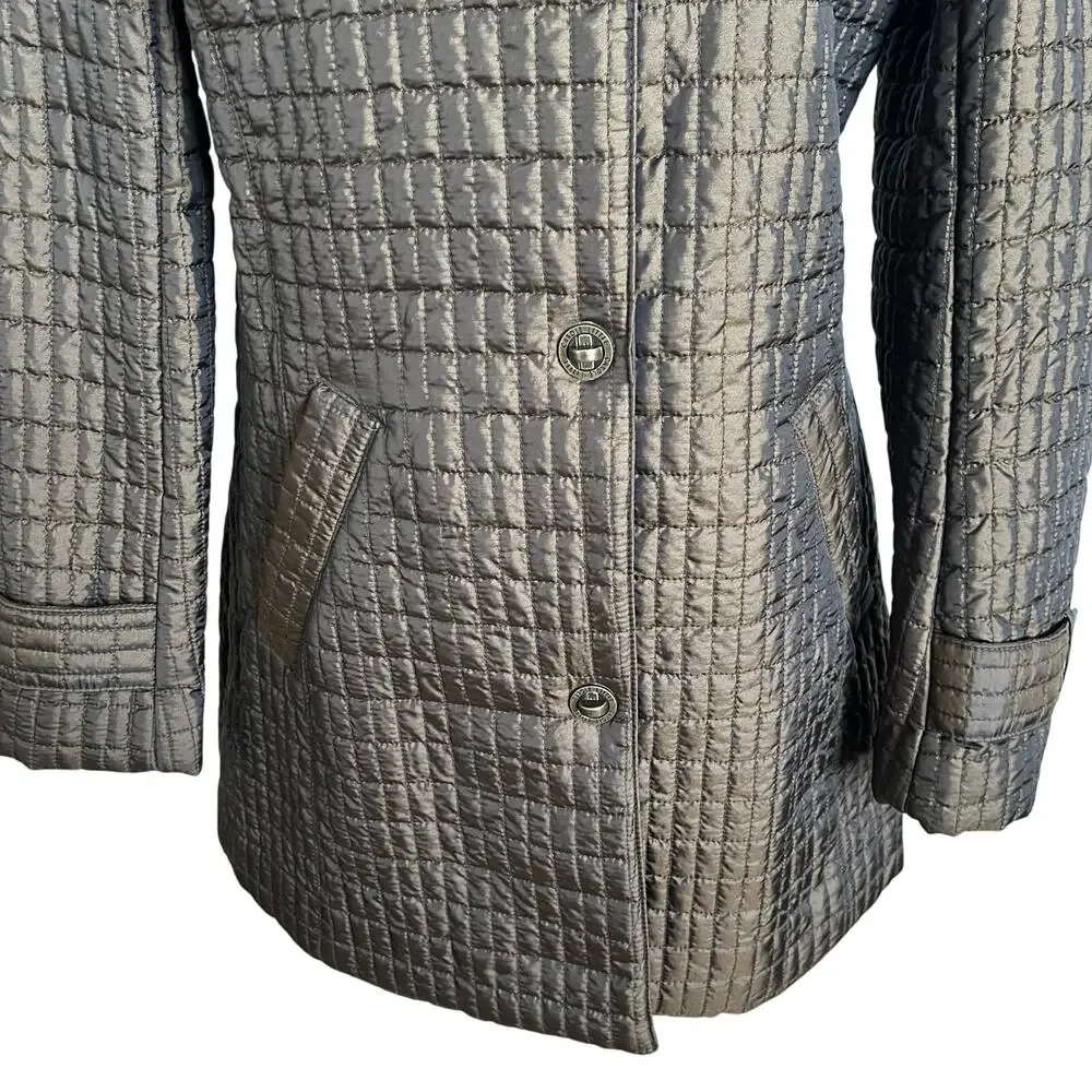 Carole Little Jacket Small Metallic Bronze Quilted Twist Metal Buttons Classic